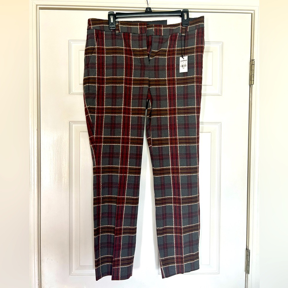 Plaid Express 10R ankle mid rise stretch columnist dress pants
